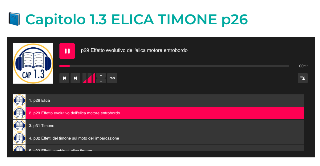 Playlist dell’audiomanuale con la traccia sull’effetto evolutivo dell’elica